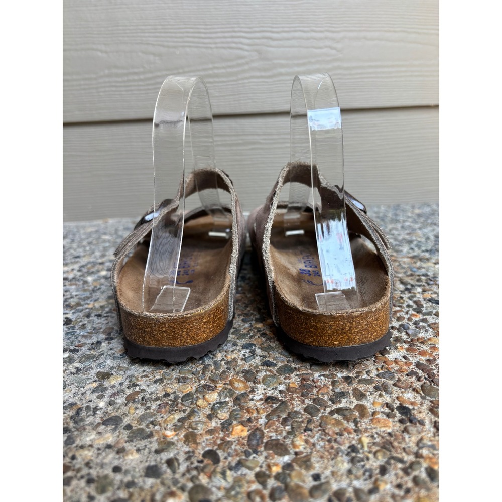 Birkenstock Pisa Taupe Suede Soft Footbed Strappy Sandals Slides Women's 7 EU 38 - Picture 8 of 10